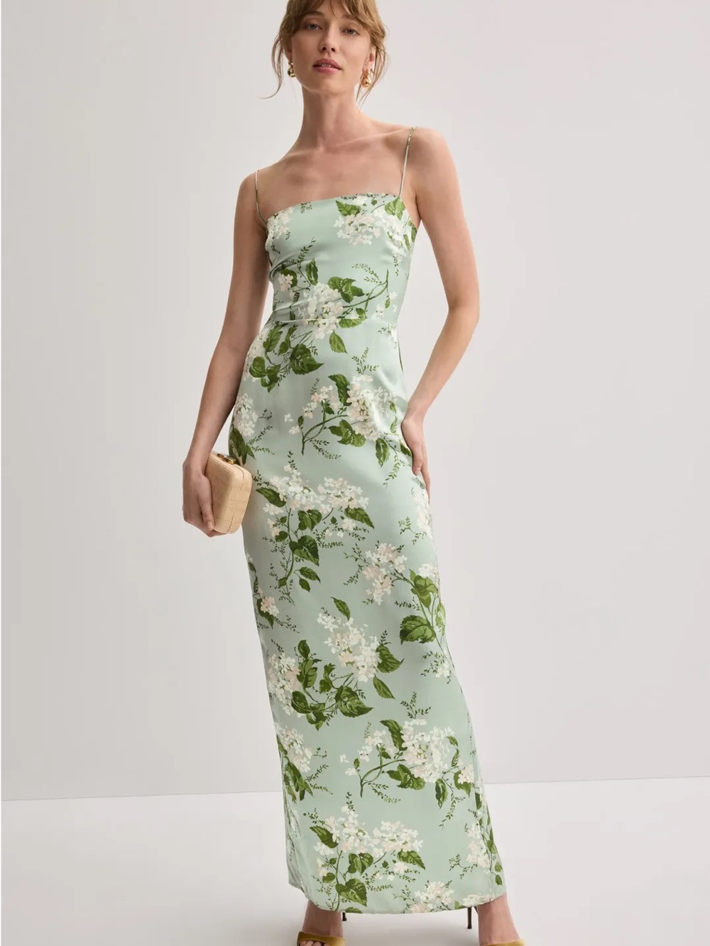 Reformation Frankie Silk Dress- tea green